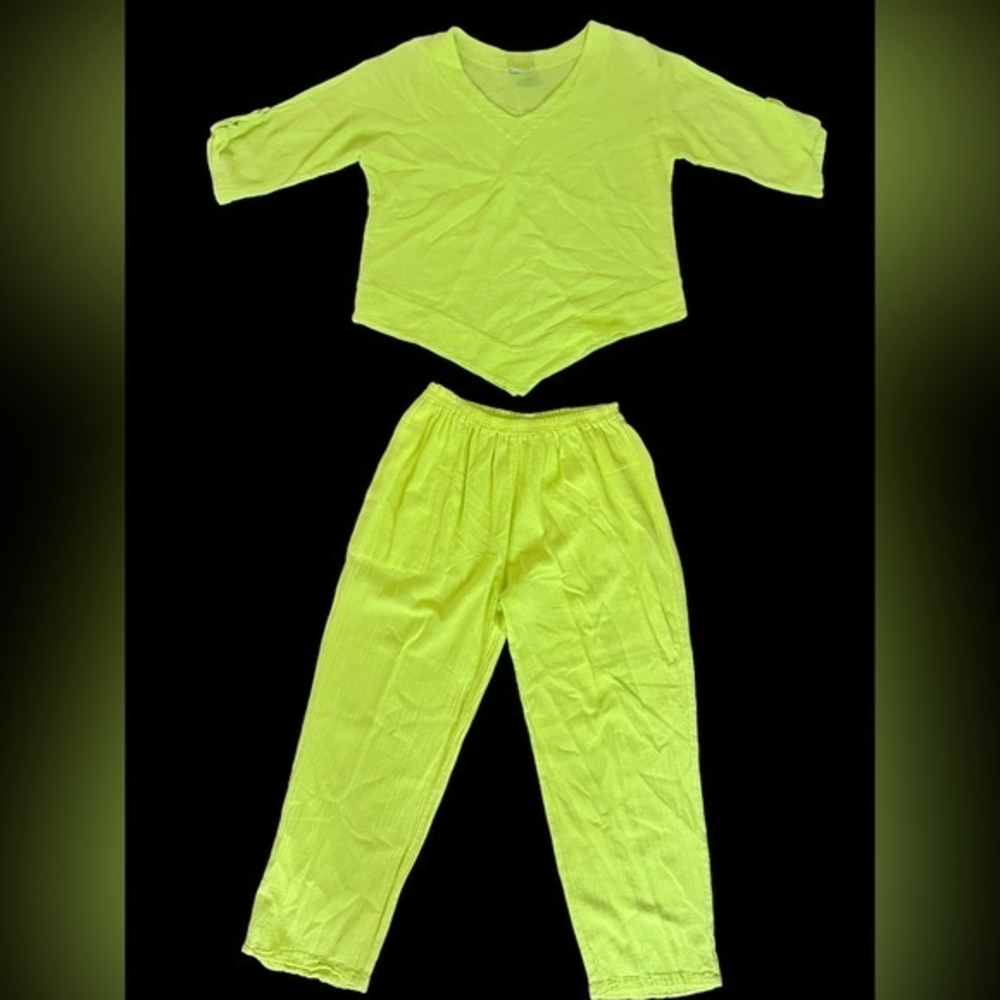 Cottonways Bright Yellow Pant Suit 1 (S/M) cotton gauze 2 piece  light and‎ cool